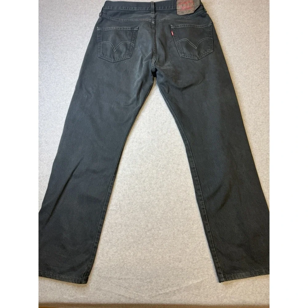 Vintage Y2K 2006 Levi's 501 Black Jeans 36x32 Button Fly Straight Leg Dark Wash